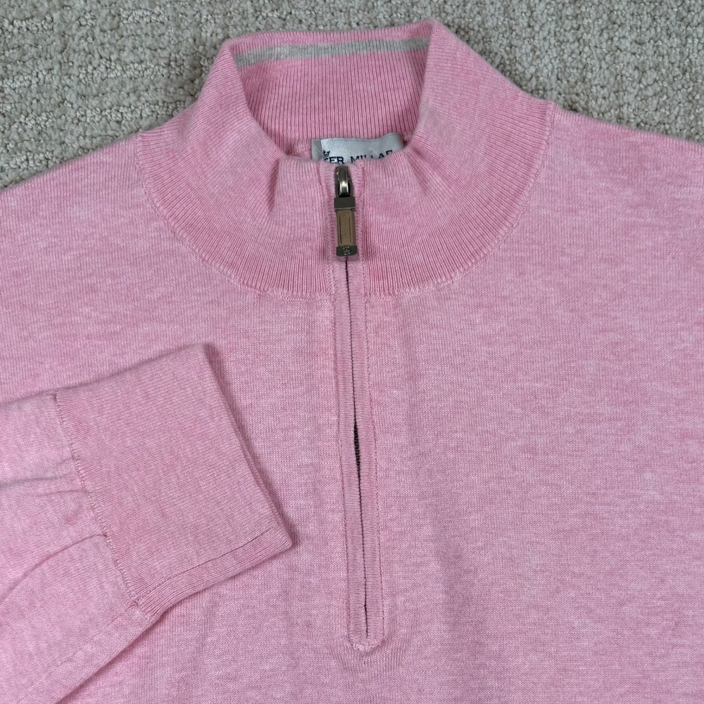 Peter Millar Mens 2XL Pink 1/4 Zip Pullover Sweater
